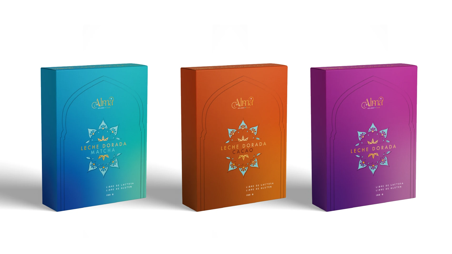 Segunda ruta de packaging Golden Foods en cajas de colores sólidos.
