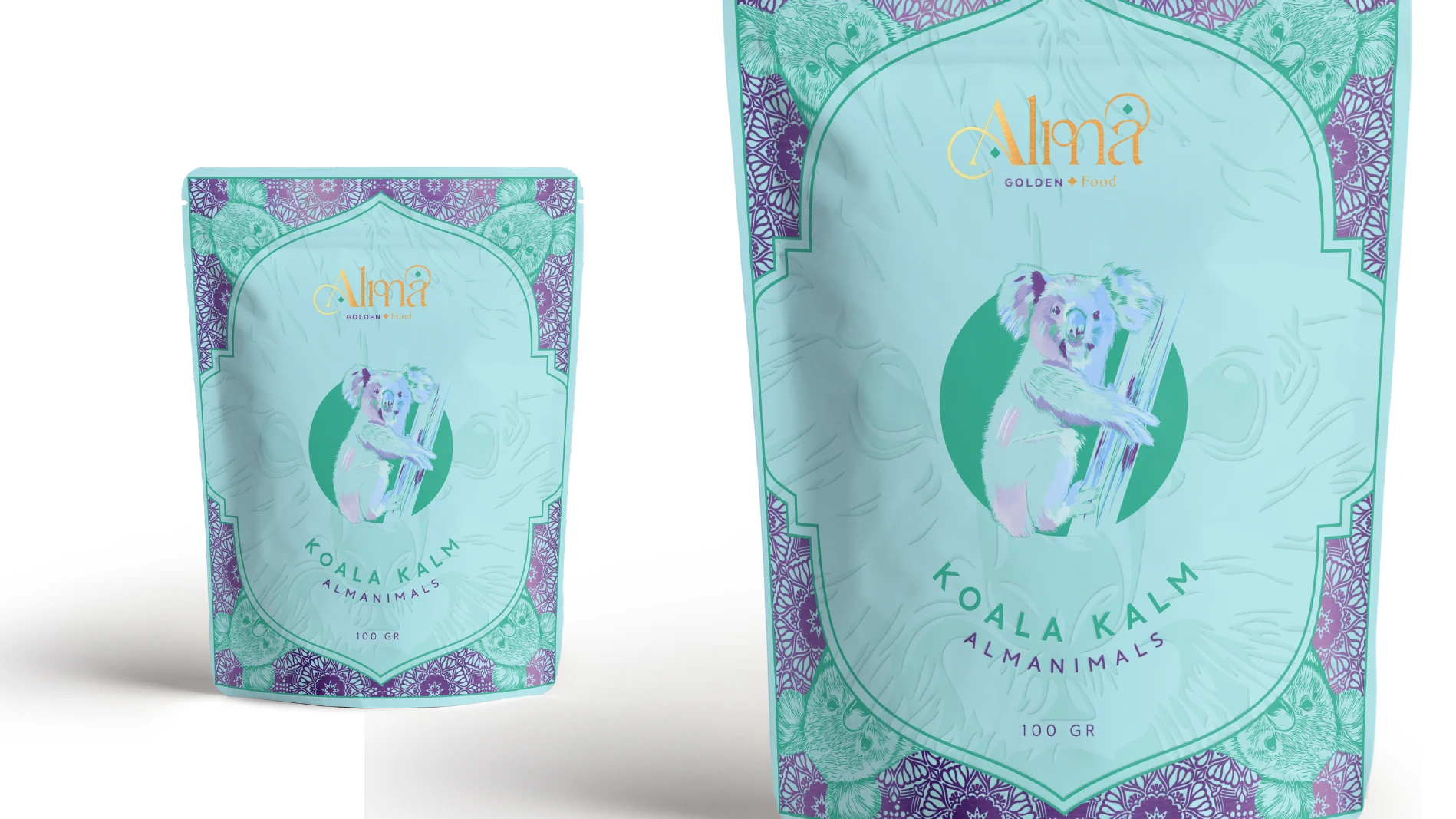 Propuesta Koala Calm Almanimals en tonos celestes y verdes.