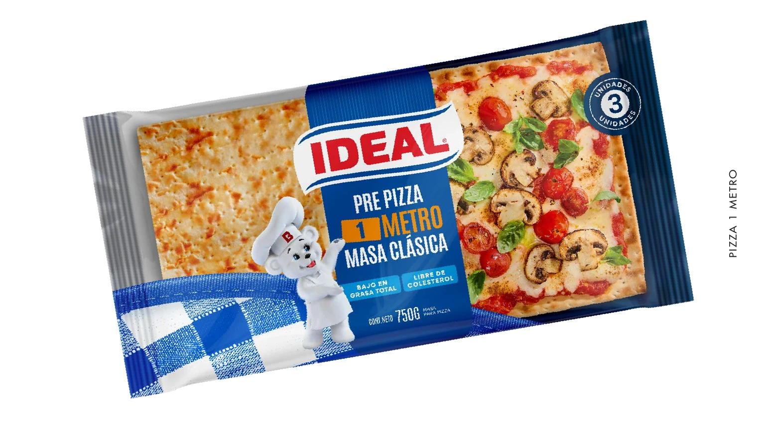 Envase horizontal Ideal Pre Pizza Masa Clásica para Pizza 1 Metro.