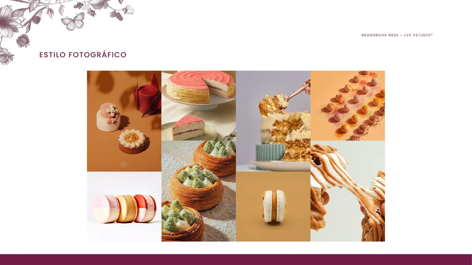 Dirección fotográfica con tortas y macarons.