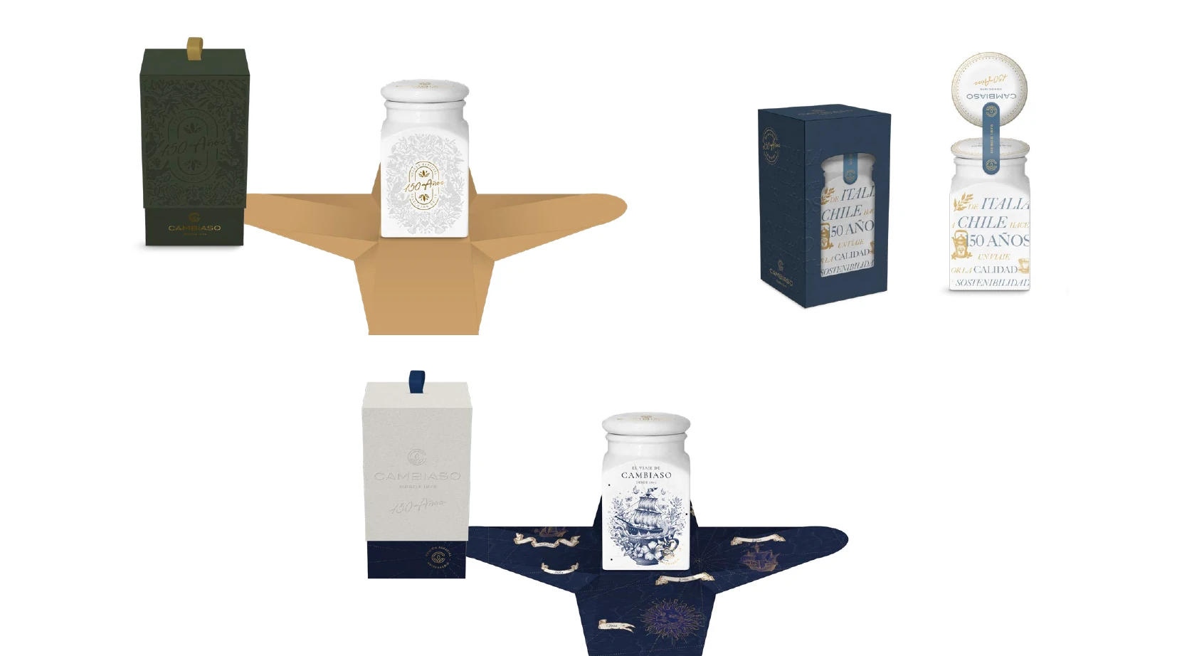 Resumen comparativo de las tres rutas de packaging conmemorativo para Cambiaso.