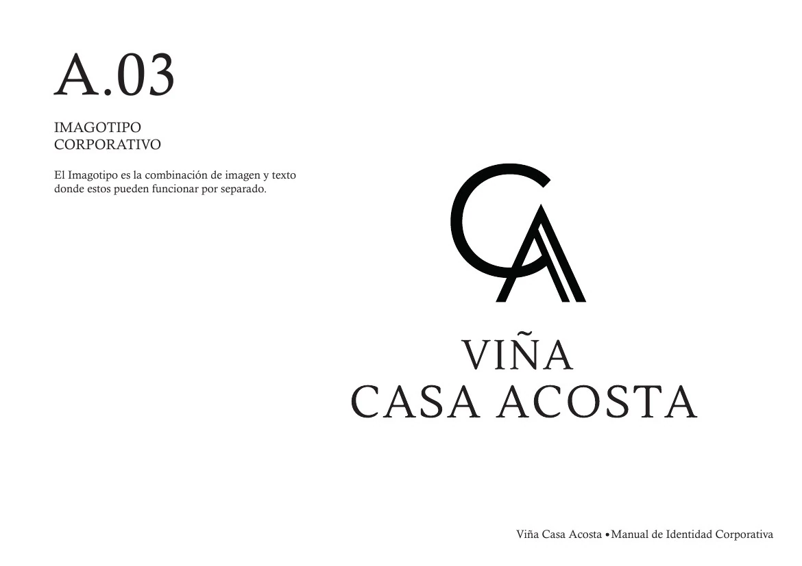 Imagotipo corporativo Viña Casa Acosta documentado en su manual de identidad.