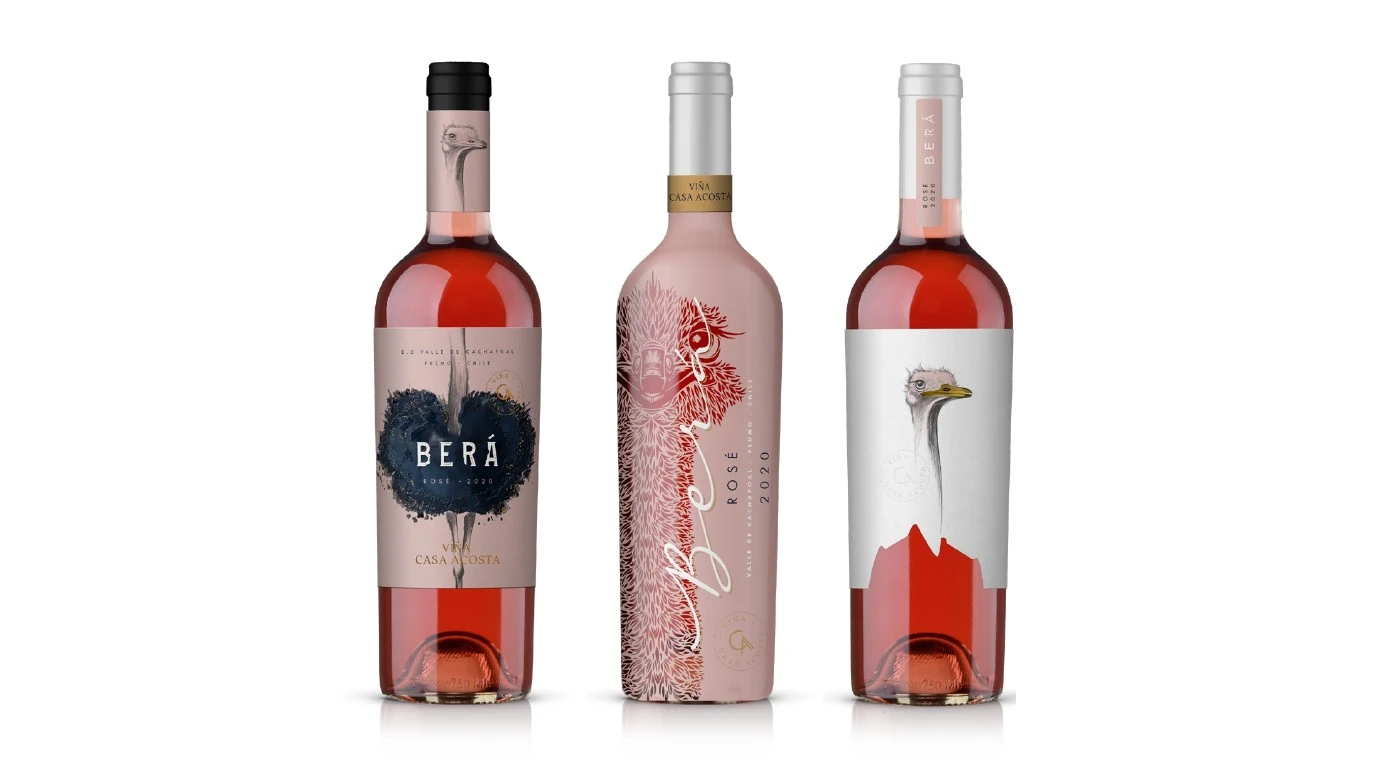 Resumen de tres rutas de diseño para Berá Rosé.