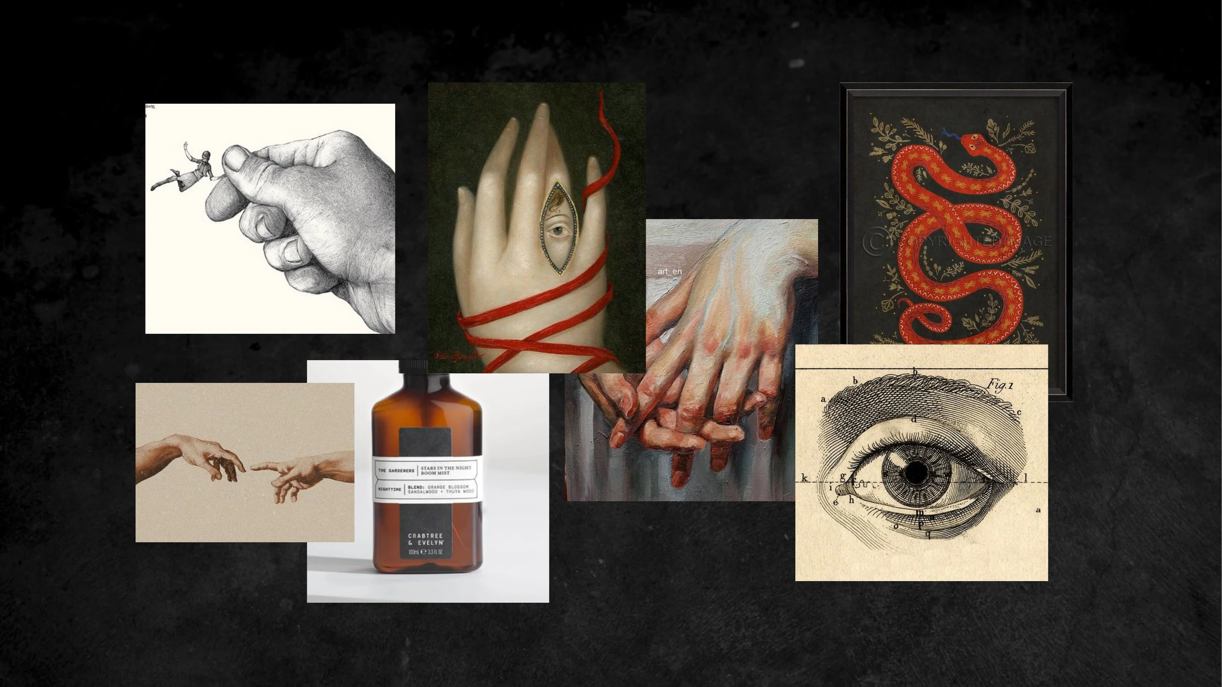Moodboard de desarrollo para un proyecto Late Harvest de Casa Acosta.
