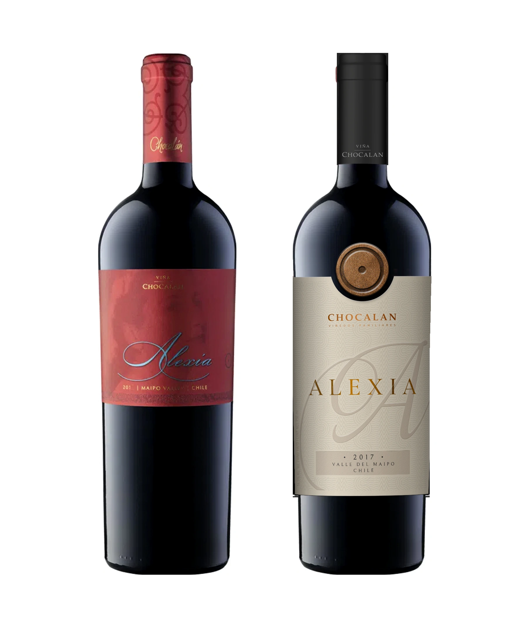 Comparación entre la botella Alexia anterior y la versión rediseñada por JVD.