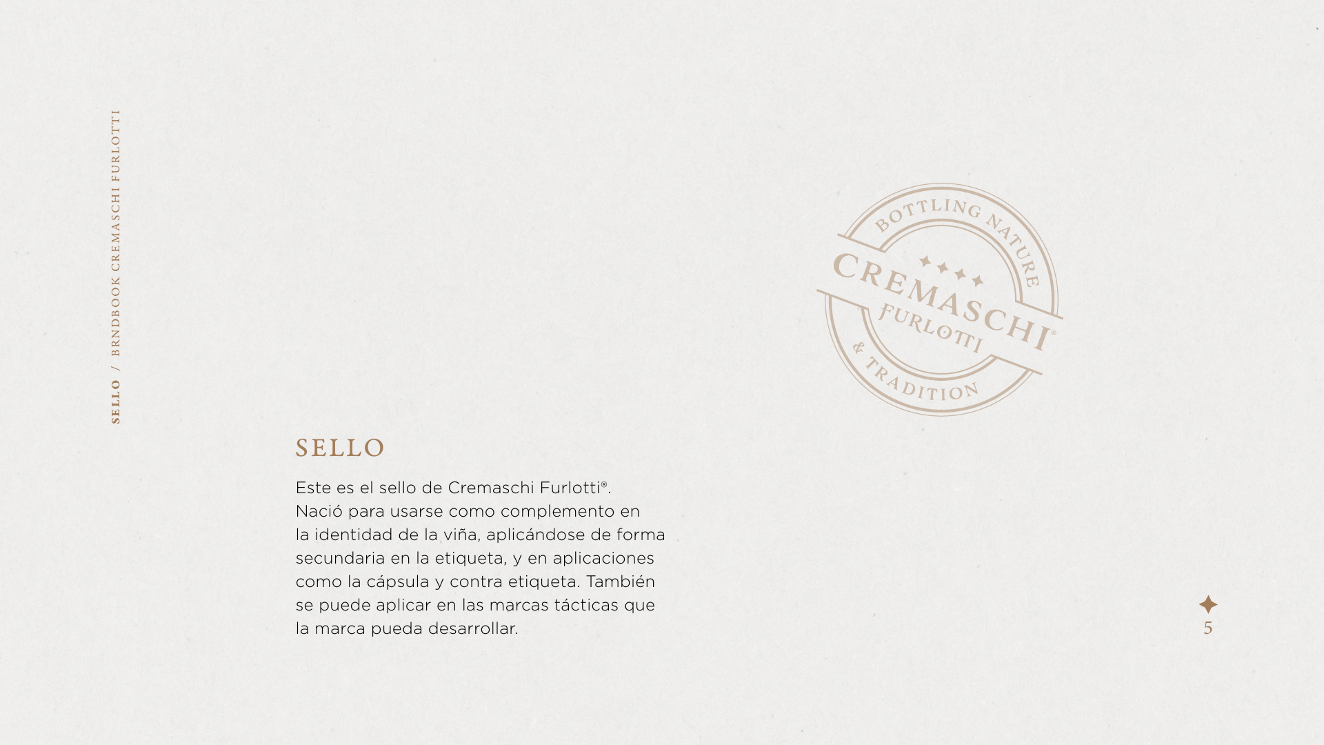 Página del brandbook con el sello secundario de Cremaschi Furlotti.