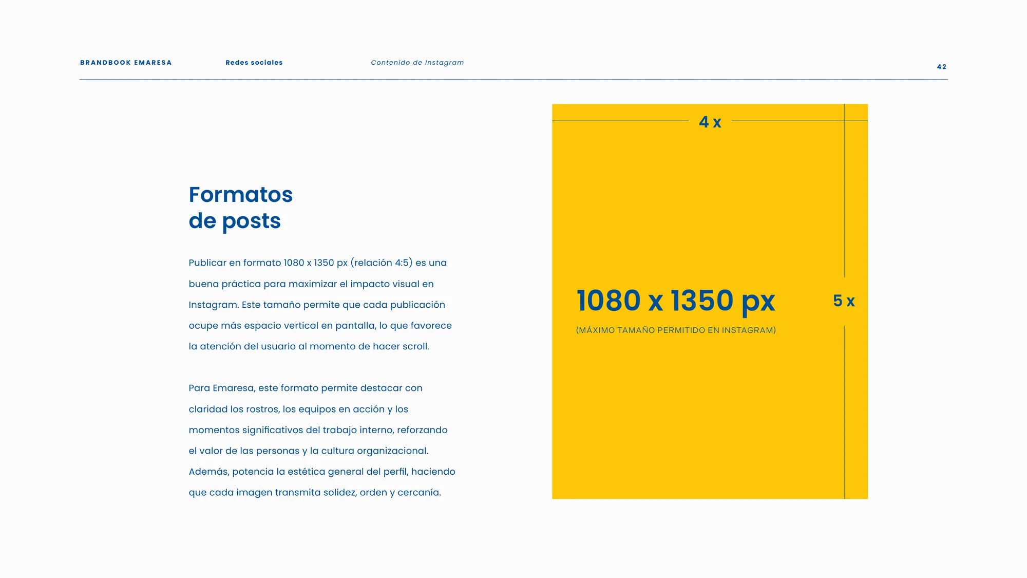Formato de publicaciones de Instagram del sistema visual de Grupo Emaresa
