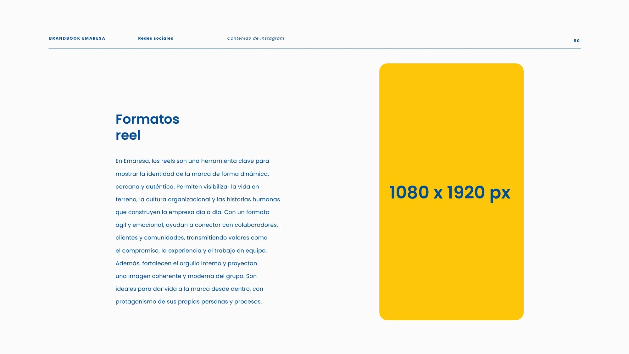 Formato de reels de Instagram del sistema visual de Grupo Emaresa