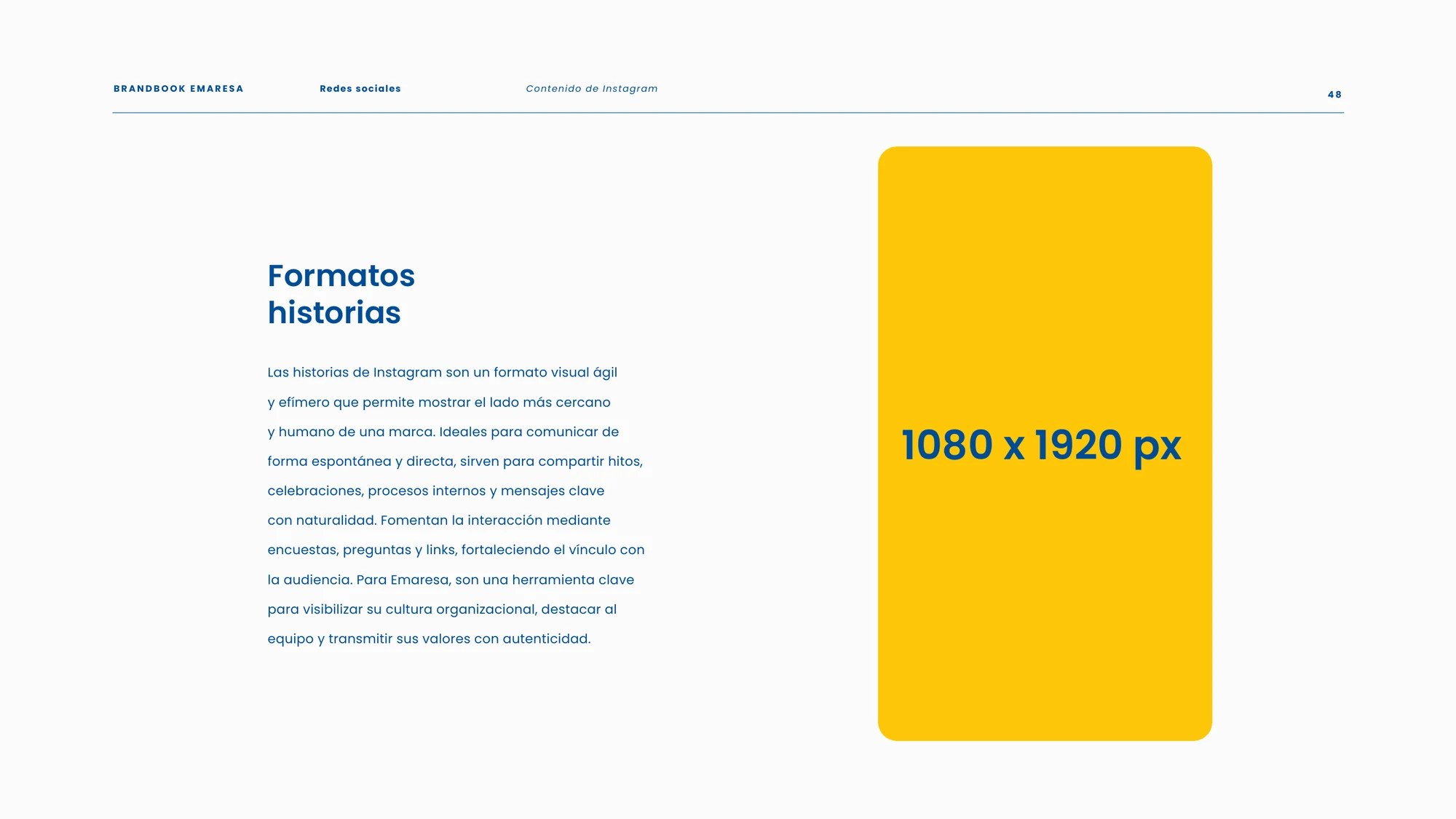 Formato de historias de Instagram del sistema visual de Grupo Emaresa