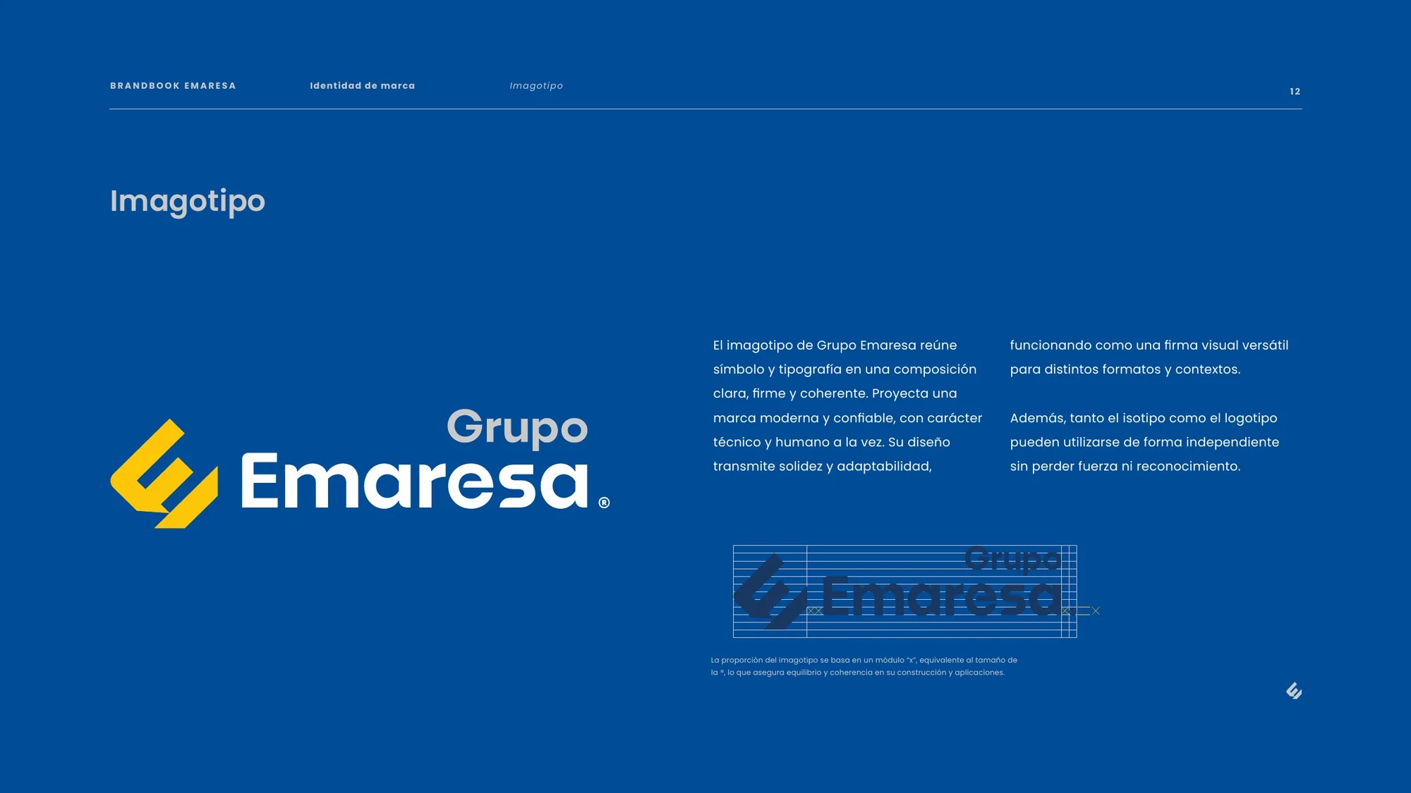 Imagotipo de Grupo Emaresa y sus configuraciones de uso