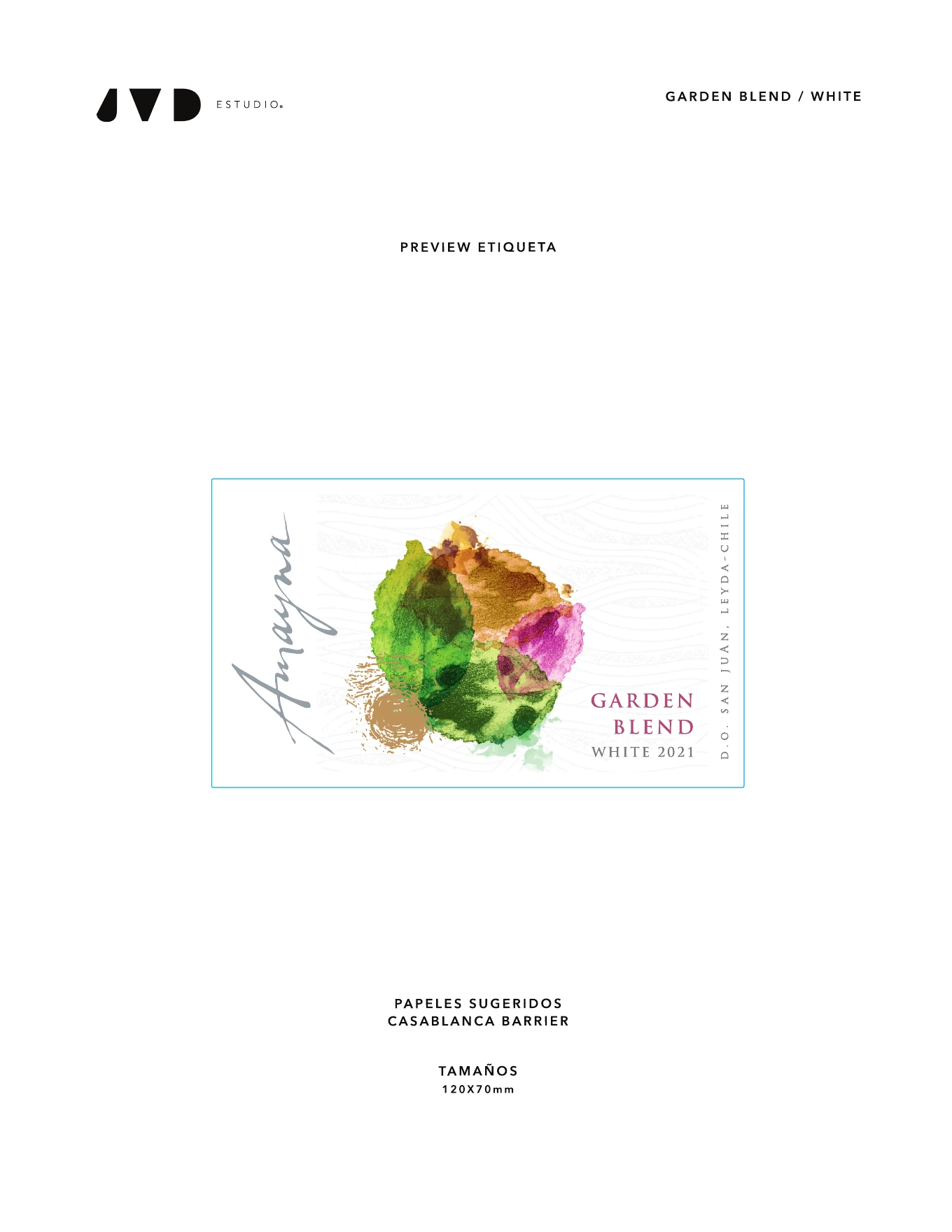 Arte frontal de Garden Blend White 2024 con composición orgánica multicolor.