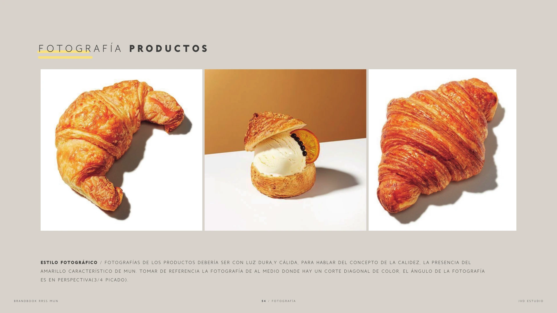 Dirección fotográfica de MUN aplicada a croissants y preparaciones de pastelería.