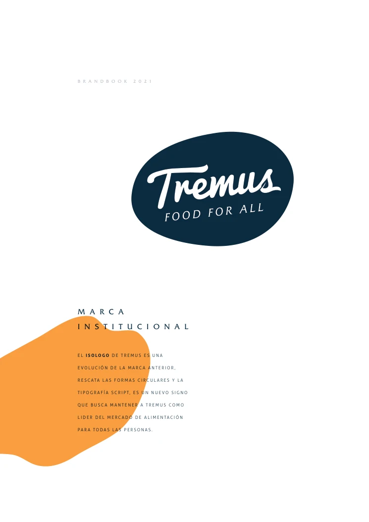 Página de brandbook con la marca institucional Tremus Food for All.