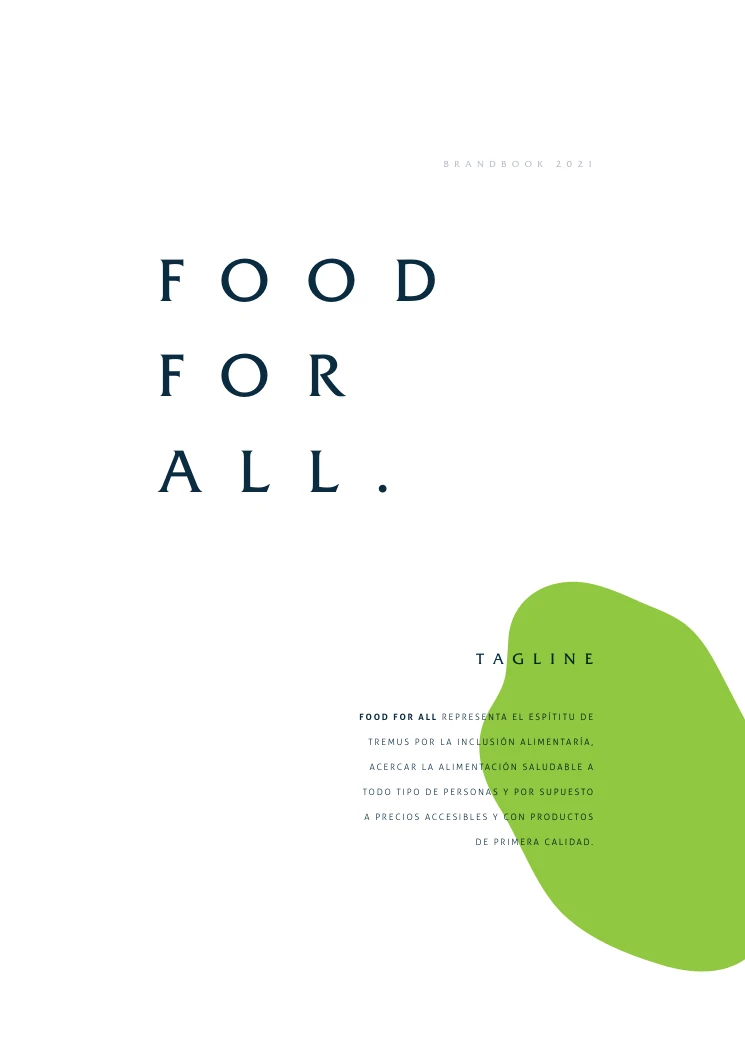 Página del brandbook con el tagline Food for All.