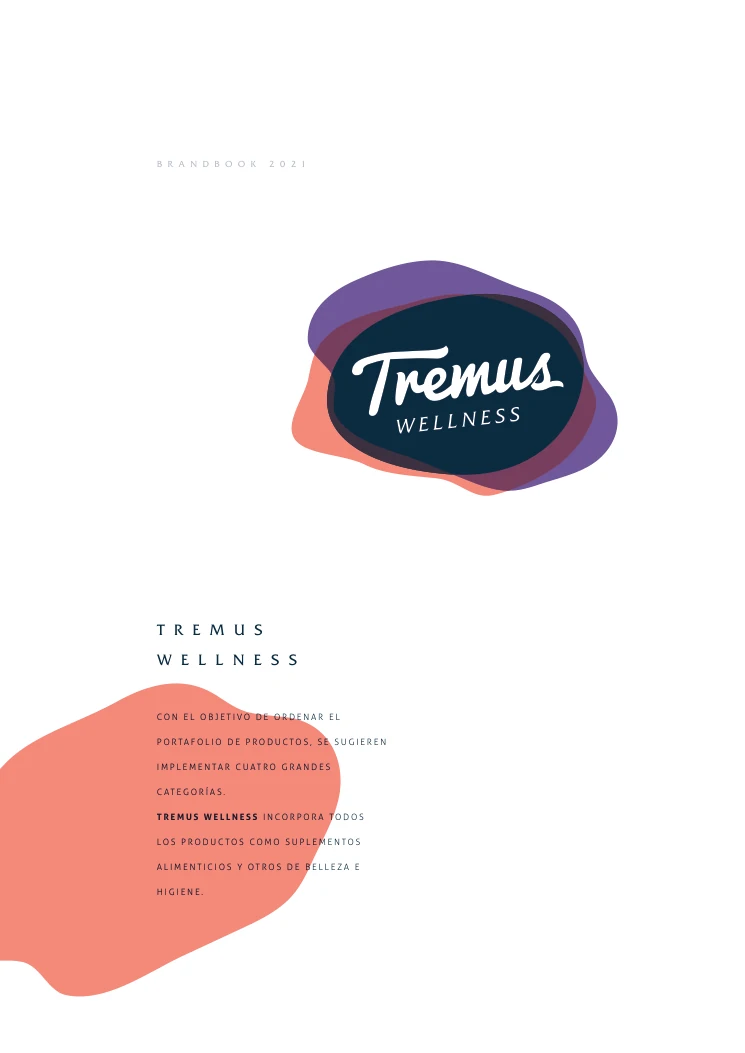 Identidad de Tremus Wellness en violeta y coral.