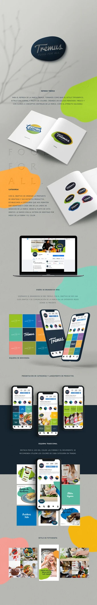 Lámina vertical con el sistema de identidad, redes sociales y estilo fotográfico de Tremus.