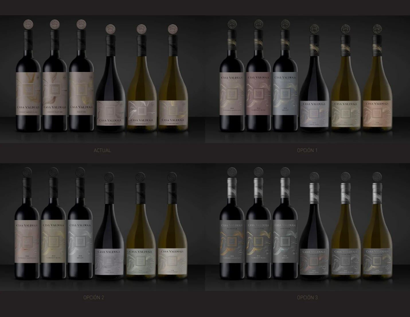 Resumen de tres rutas de diseño para Casa Valduga Terroir.