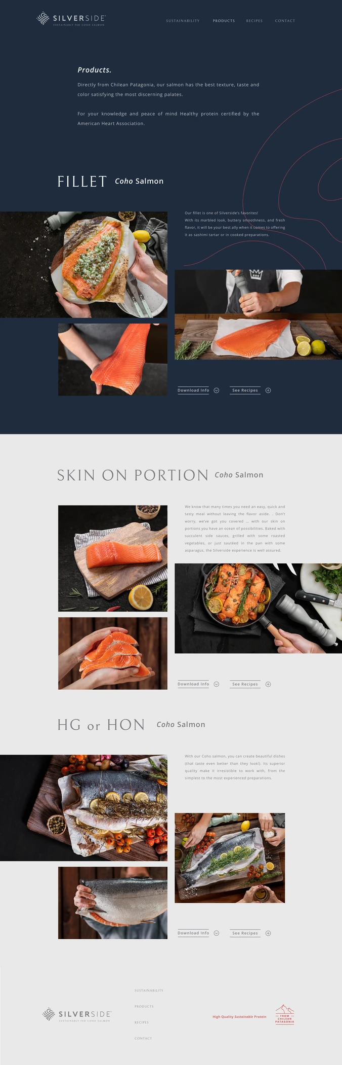 Diseño web Silverside para los distintos productos Coho.