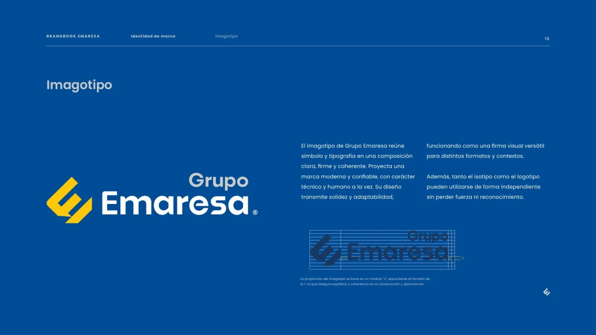 Imagotipo de Grupo Emaresa y sus configuraciones de uso